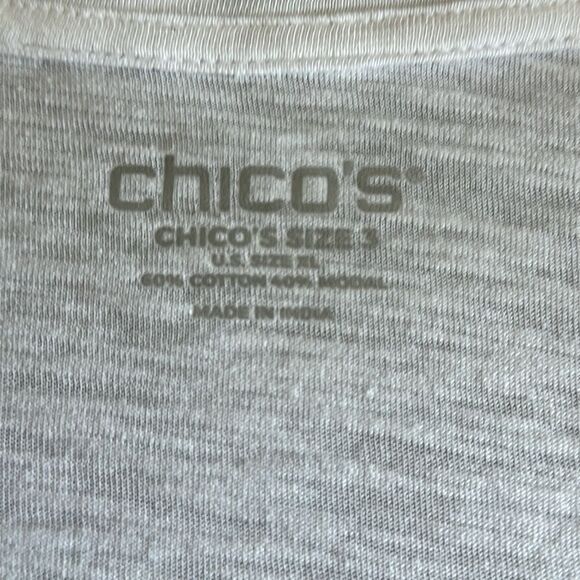 Chico’s Size 3 XL White Puff Sleeve Top V-Neck Cotton Modal Blend Long Sleeve - Picture 7 of 11